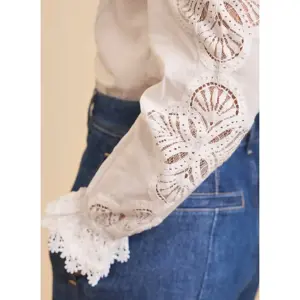 Mint Velvet White Cotton Embroidered Blouse